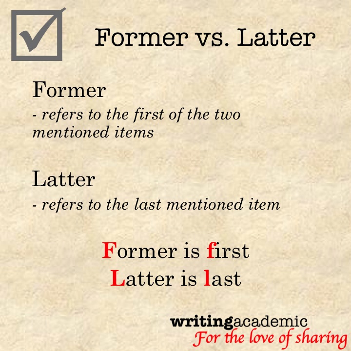 How To Remember Former Vs Latter Writingtips Mnemonics Writing Academic